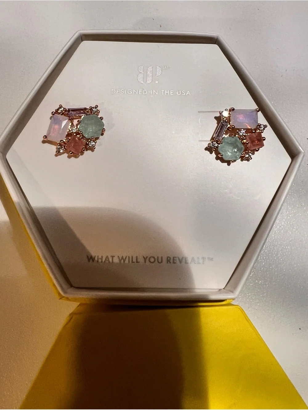 bp Pastel Multi-Stone Cluster Stud Earrings - Rose Gold, Pink, Mint